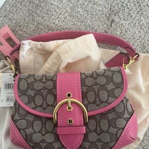 limited 2006 re- edition Coach Pink and Tan Signature Shoulder Bag